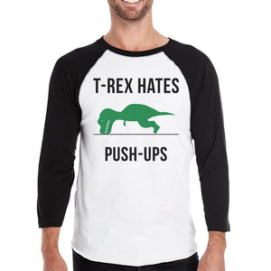T-Rex Push Ups Mens Baseball Shirt