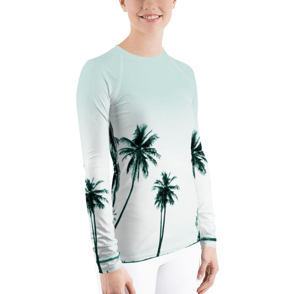 Women's Palm Tree Performance Rash Guard UPF 40+