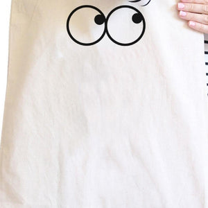 Eye Emoji Natural Canvas Bag Funny Graphic Printed Student Bags
