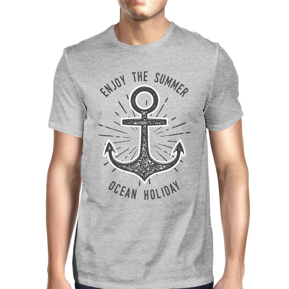 Enjoy the Summer Ocean Holiday Mens Grey Shirt