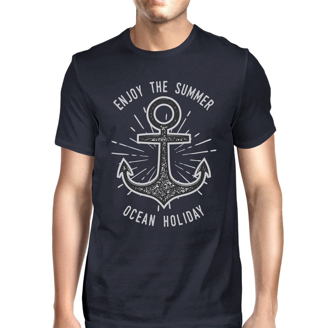 Enjoy the Summer Ocean Holiday Mens Navy Shirt