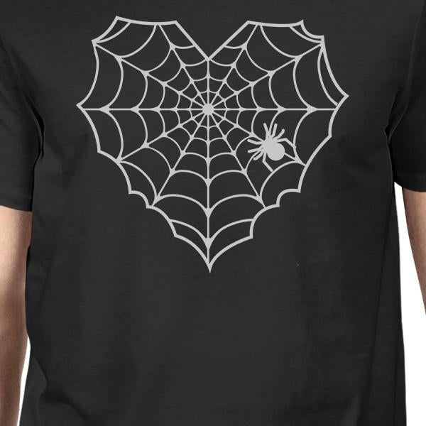 Heart Spider Web Mens Black Shirt