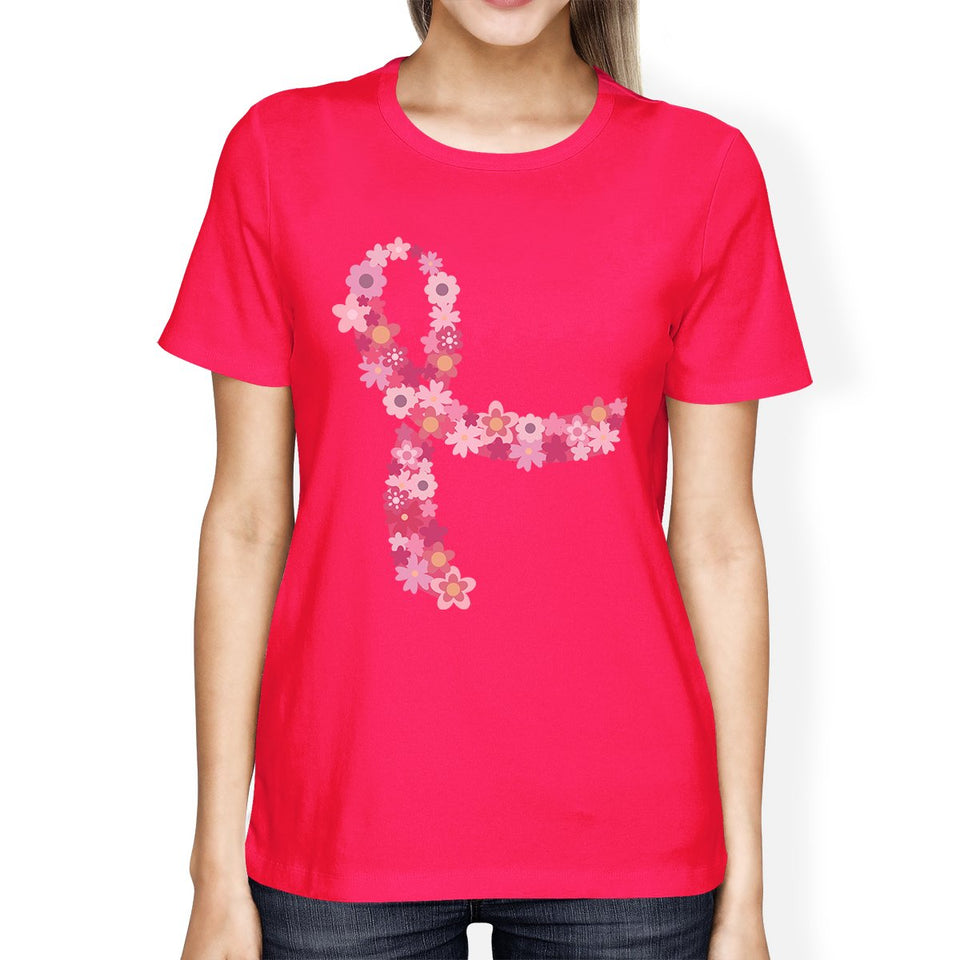 Pink Floral Ribbon Womens Shirt