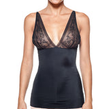 Body Beautiful Women's Smooth and Silky Slimming Top With Sexy Lace Black