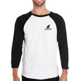 Mini Shark Mens Black and White Summer Graphic Baseball Tee Shirt