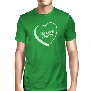 Feeling Empty Heart Men's Green Crew Neck T-Shirt Funny Graphic