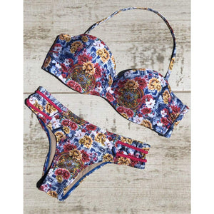 MAR RIO Floral Bandeau Brazilian Bikini - Aurora