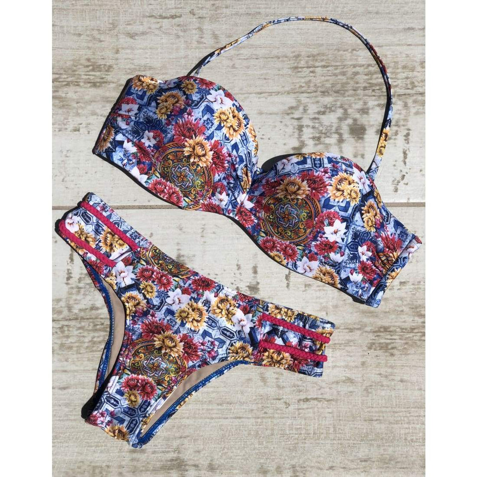 MAR RIO Floral Bandeau Brazilian Bikini - Aurora