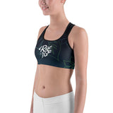 Women's Moisture Wicking a L O H a  Rise & Go Sports Bra (White & Black Piping)