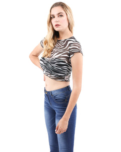 North Animal Print Sheer Top