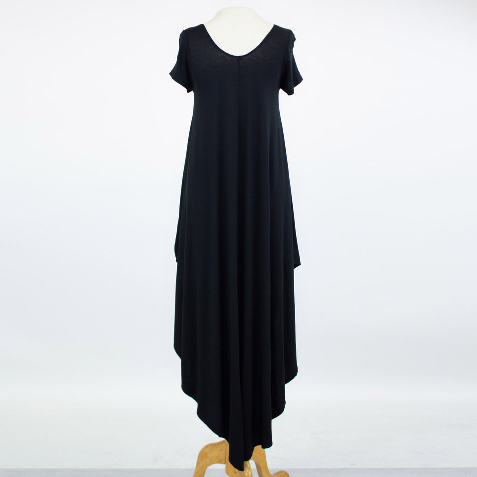 Side Slit Short Sleeve Casual Maxi Dress