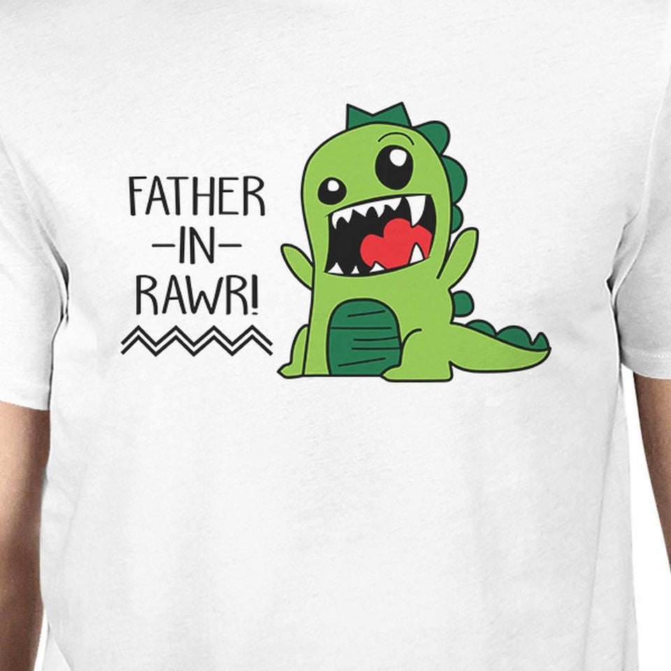 Father-In-Rawr Mens White Short Sleeve Shirt Humorous Gifts for Dad