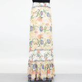 Flared Bottom Floral Maxi Skirt