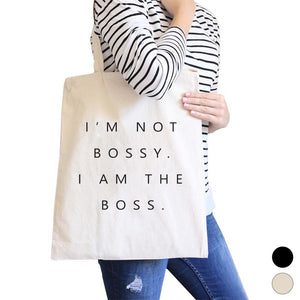 I'm the Boss Canvas Shoulder Bag Cute Birthday Gift Tote Foldable