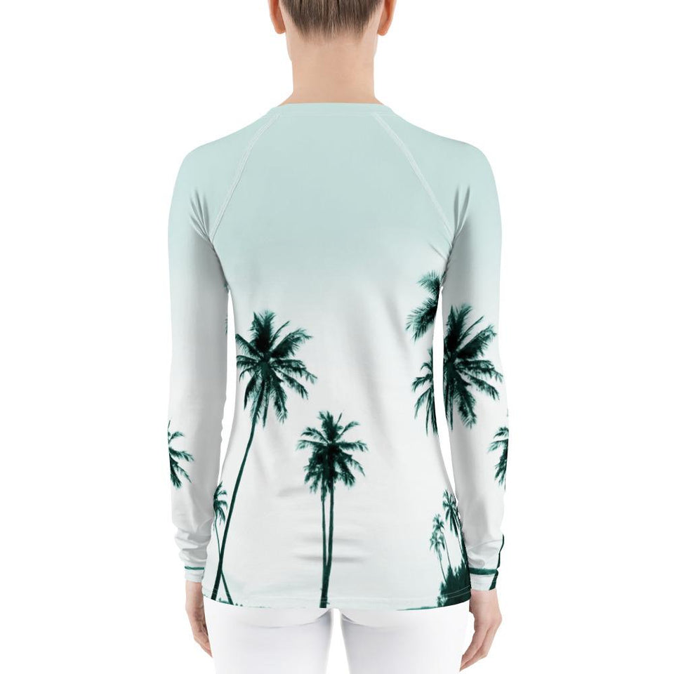 Women's Palm Tree Performance Rash Guard UPF 40+