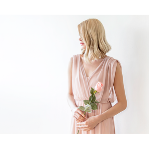 Blush Pink Sheer Chiffon Sleeveless Maxi Dress 1090