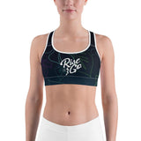 Women's Moisture Wicking a L O H a  Rise & Go Sports Bra (White & Black Piping)