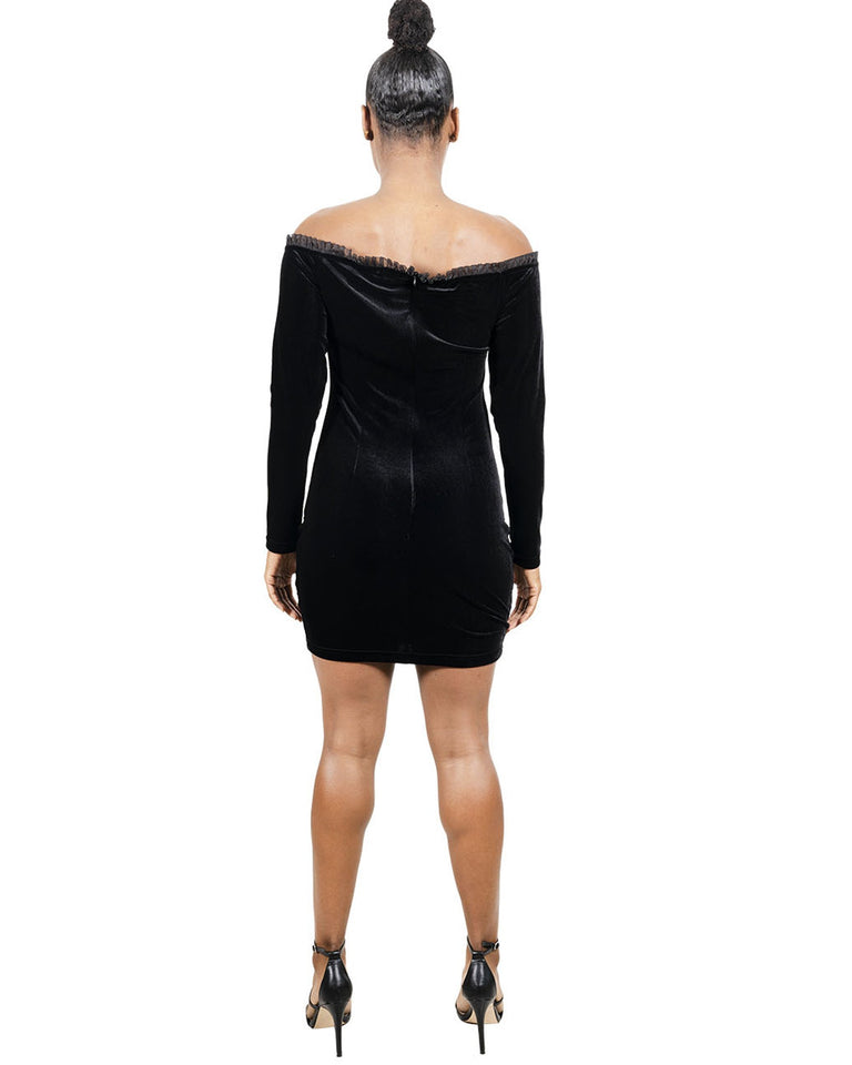 Hartford Off-Shoulder Velvet Mini Dress