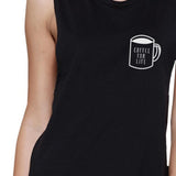 Coffee for Life Womens Black Muscle Top Cute Graphic Coffee Lovers