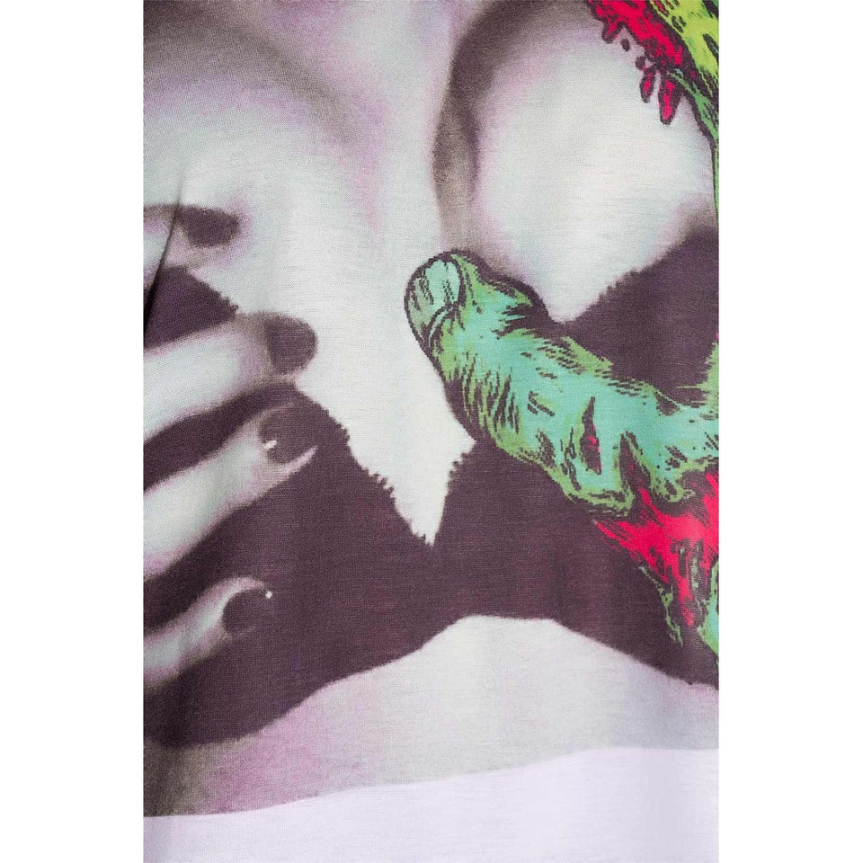 White print drop armhole tank top