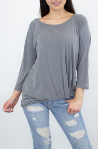 Twisted Front Comfortable Top - Grey