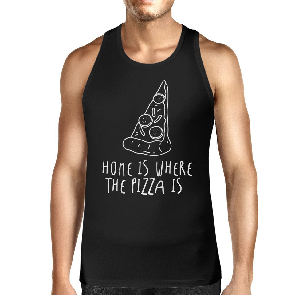 Home Where Pizza Is Mens Sleeveless Black Tank Top for Pizza Lovers