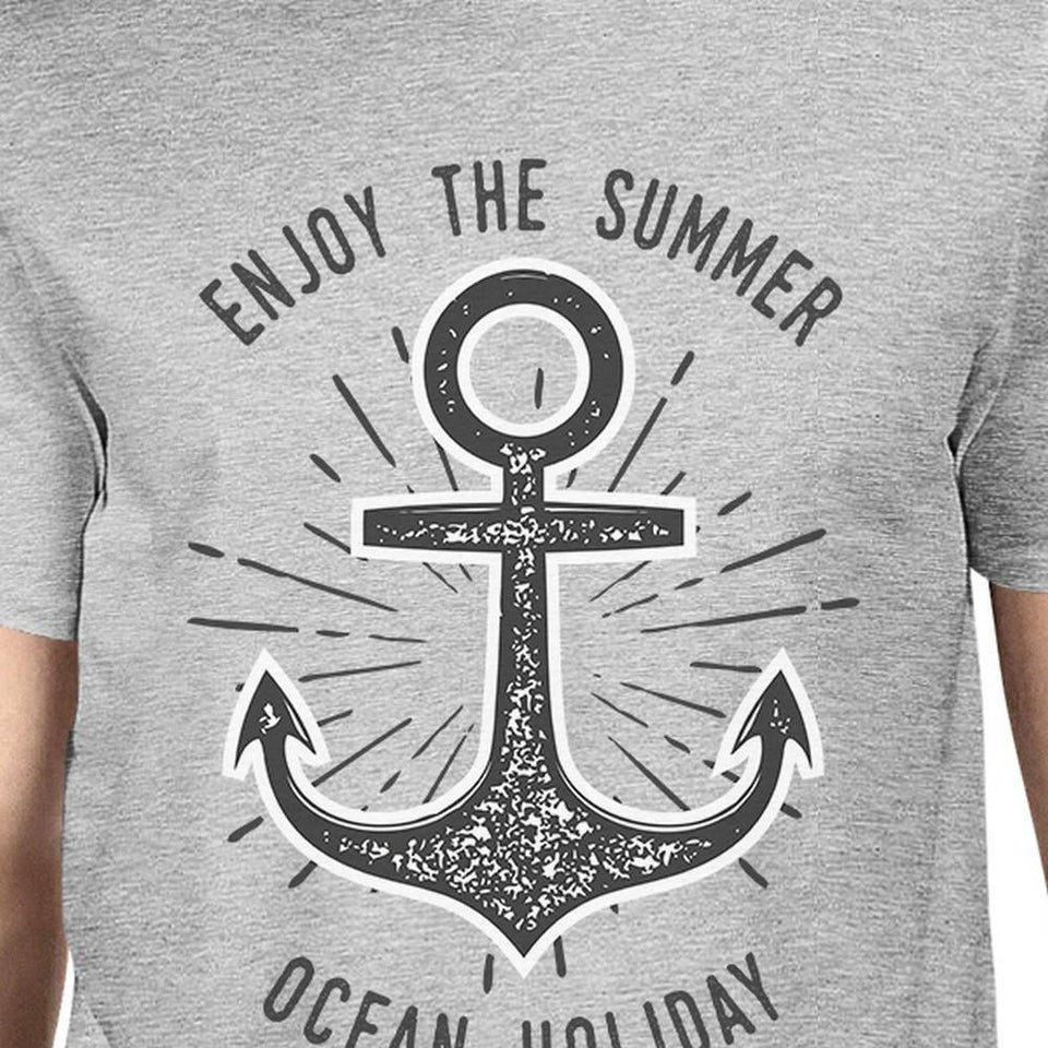 Enjoy the Summer Ocean Holiday Mens Grey Shirt