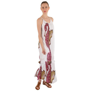 Red Seahorse Cami Maxi Ruffle Chiffon Dress