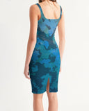 Women's Ocean Camo Casual Midi Bodycon Dress