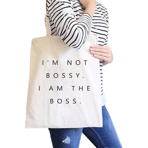 I'm the Boss Canvas Shoulder Bag Cute Birthday Gift Tote Foldable