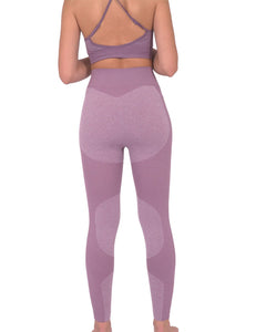 Megara Seamless Legging With Striped Panels - Purple