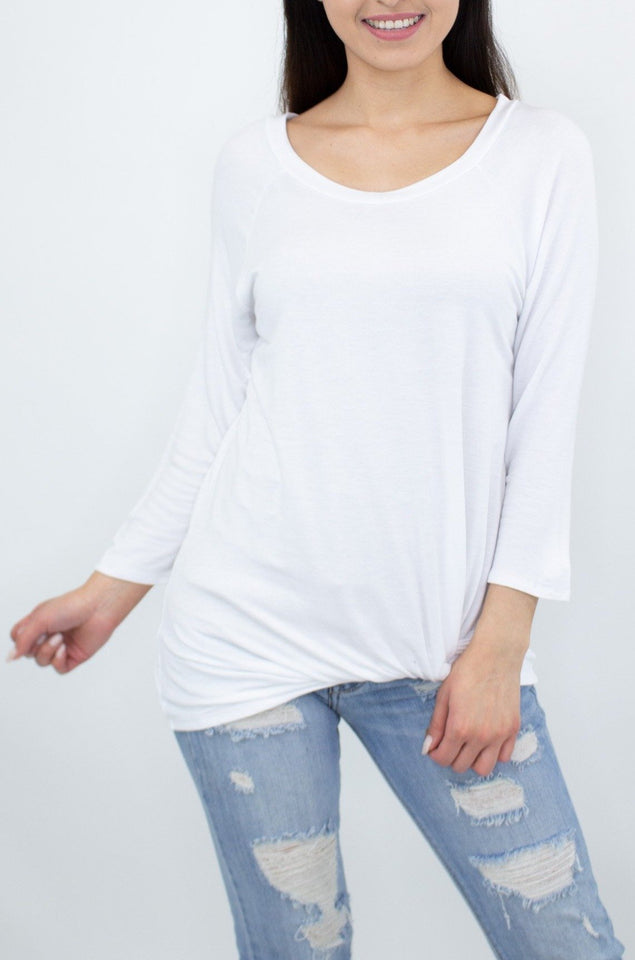 Twisted Front Comfortable Top - White