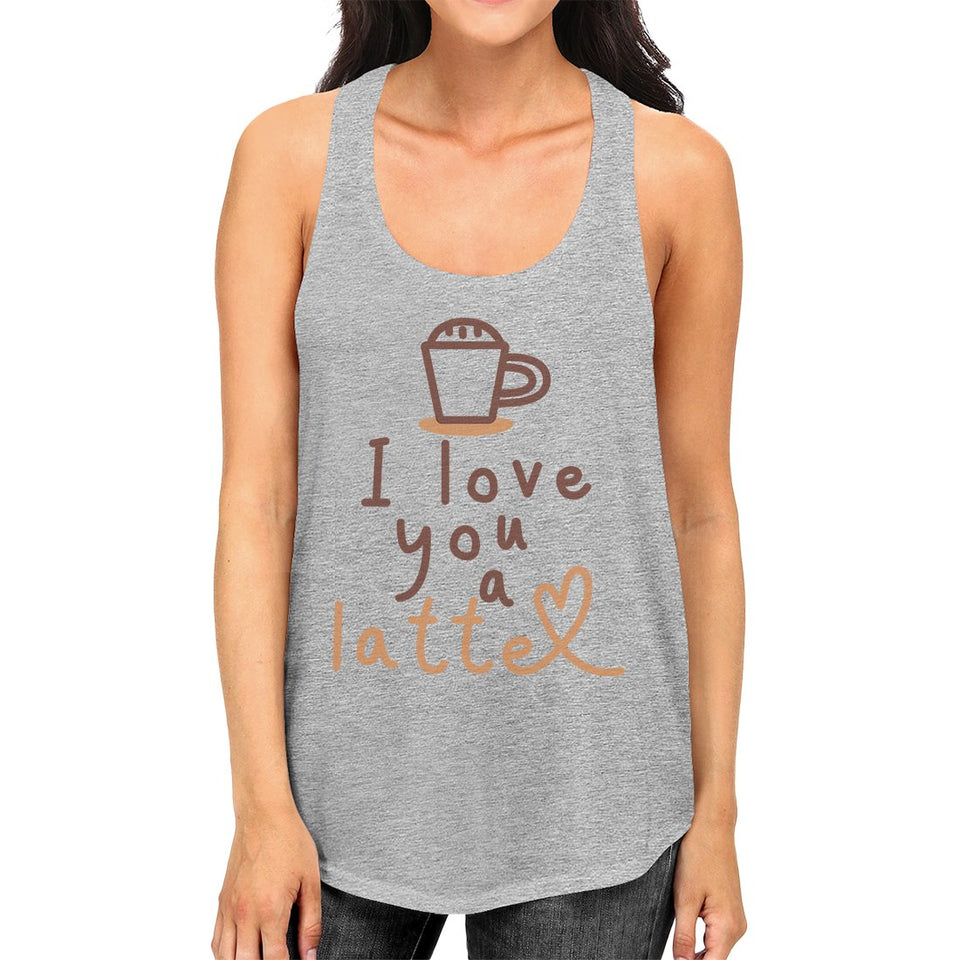 Love a Latte Womens Funny Graphic Workout Gym Tank Top Racerback