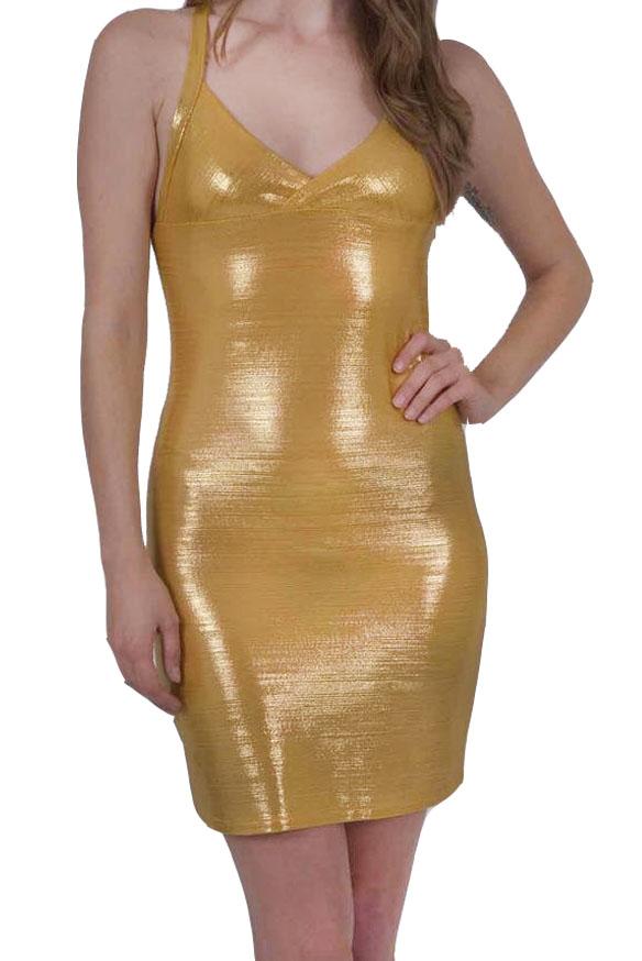 Ferrari Shiny Body-Con Gold Dress