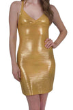 Ferrari Shiny Body-Con Gold Dress