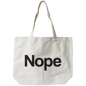 Nope Typography Canvas Bag Natural 100% Canvas Cute Tote for Girls