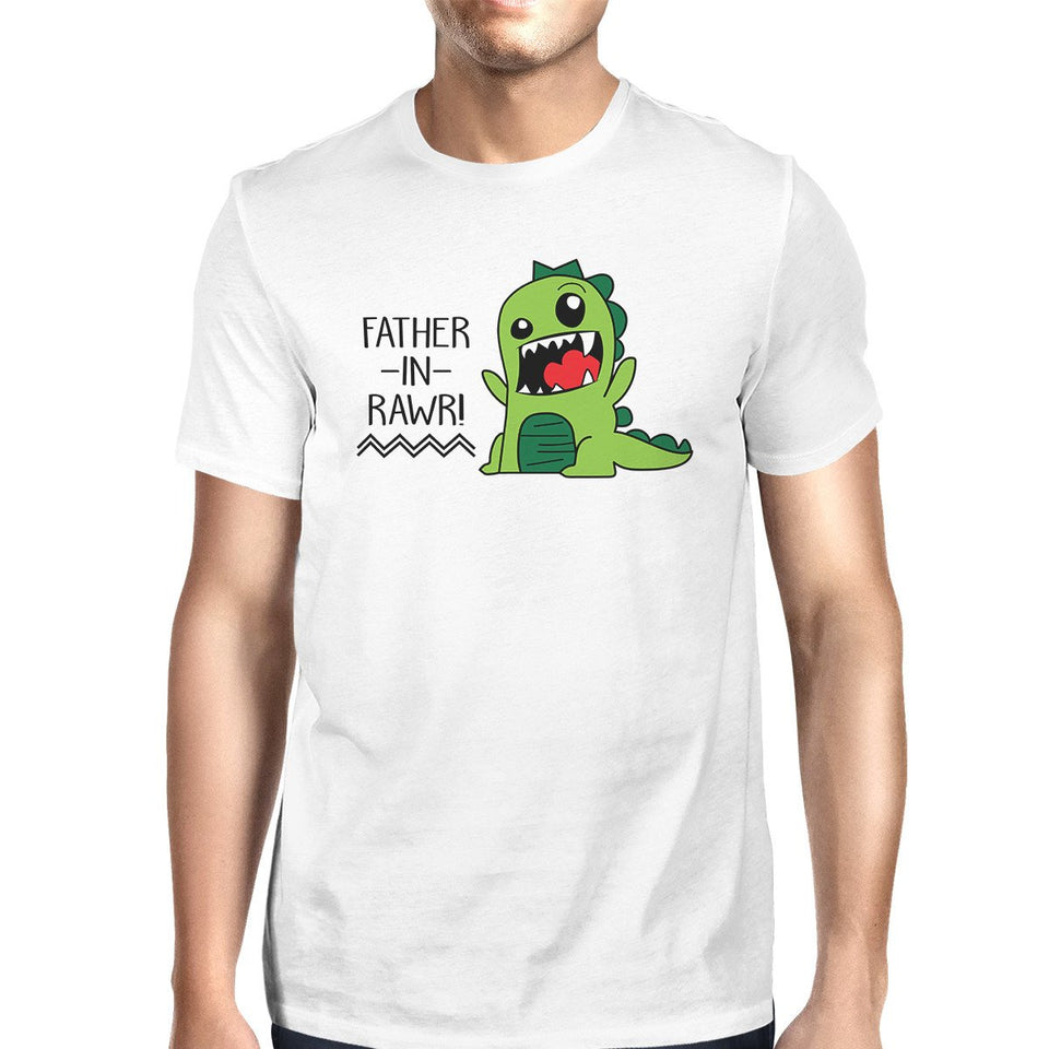 Father-In-Rawr Mens White Short Sleeve Shirt Humorous Gifts for Dad