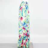 Flared Bottom Tropical Maxi Skirt