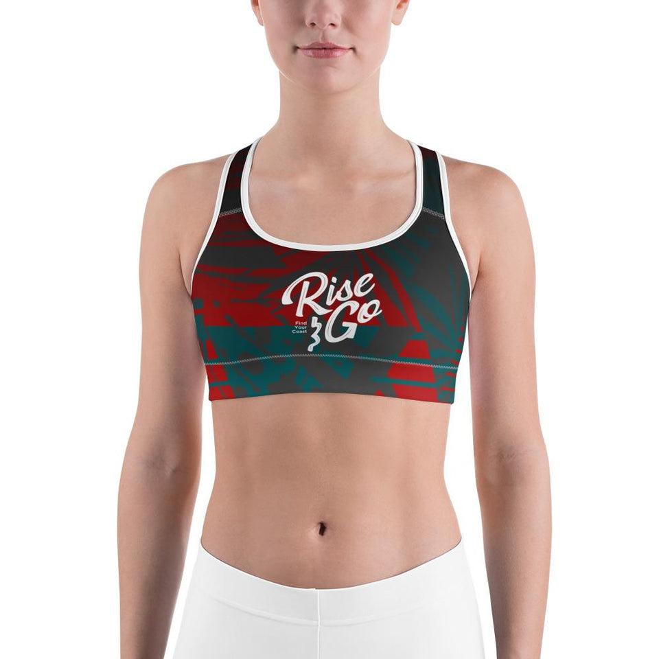 Women's Moisture Wicking Nadine Rise & Go Sports Bra (White & Black Piping)