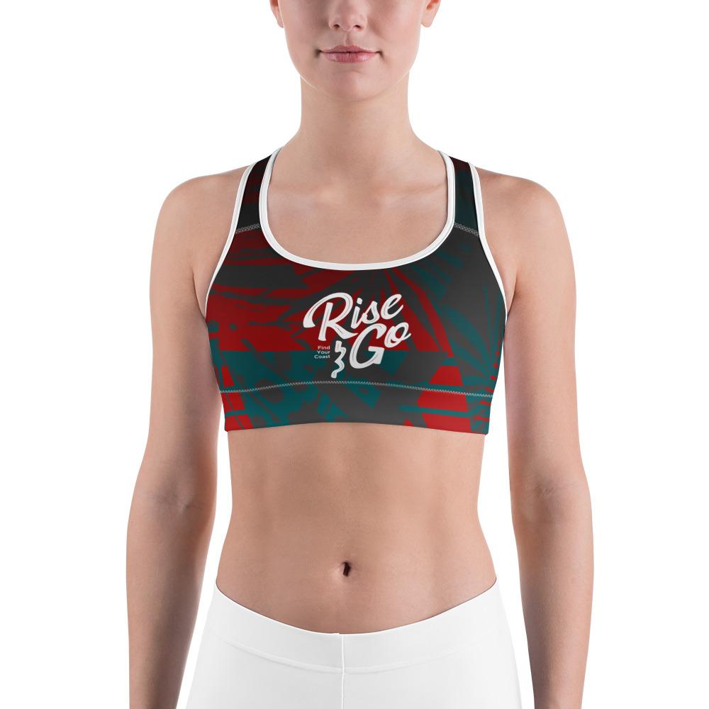 Women's Moisture Wicking Nadine Rise & Go Sports Bra (White & Black Piping)