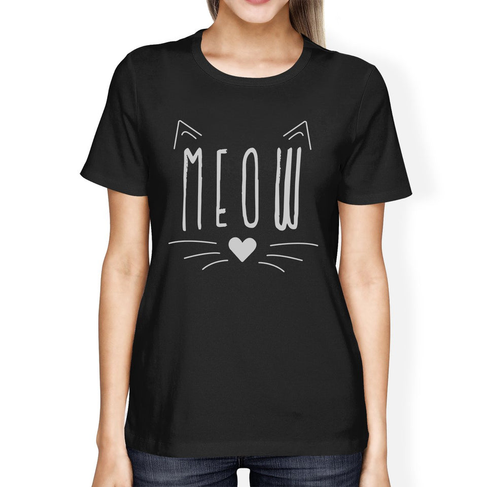 Meow Womens Black Shirt