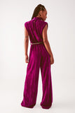 Cord Waist Belt Jumpsuit in Purple
