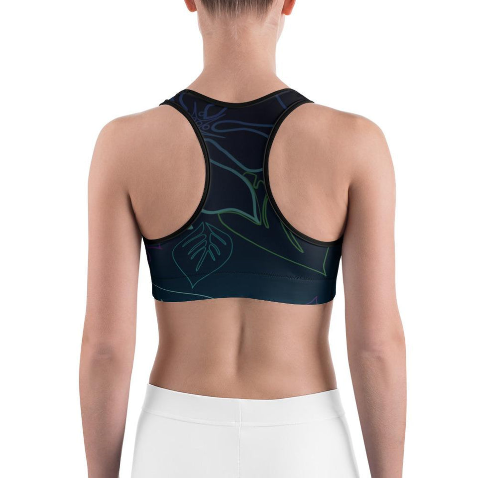 Women's Moisture Wicking a L O H a  Rise & Go Sports Bra (White & Black Piping)