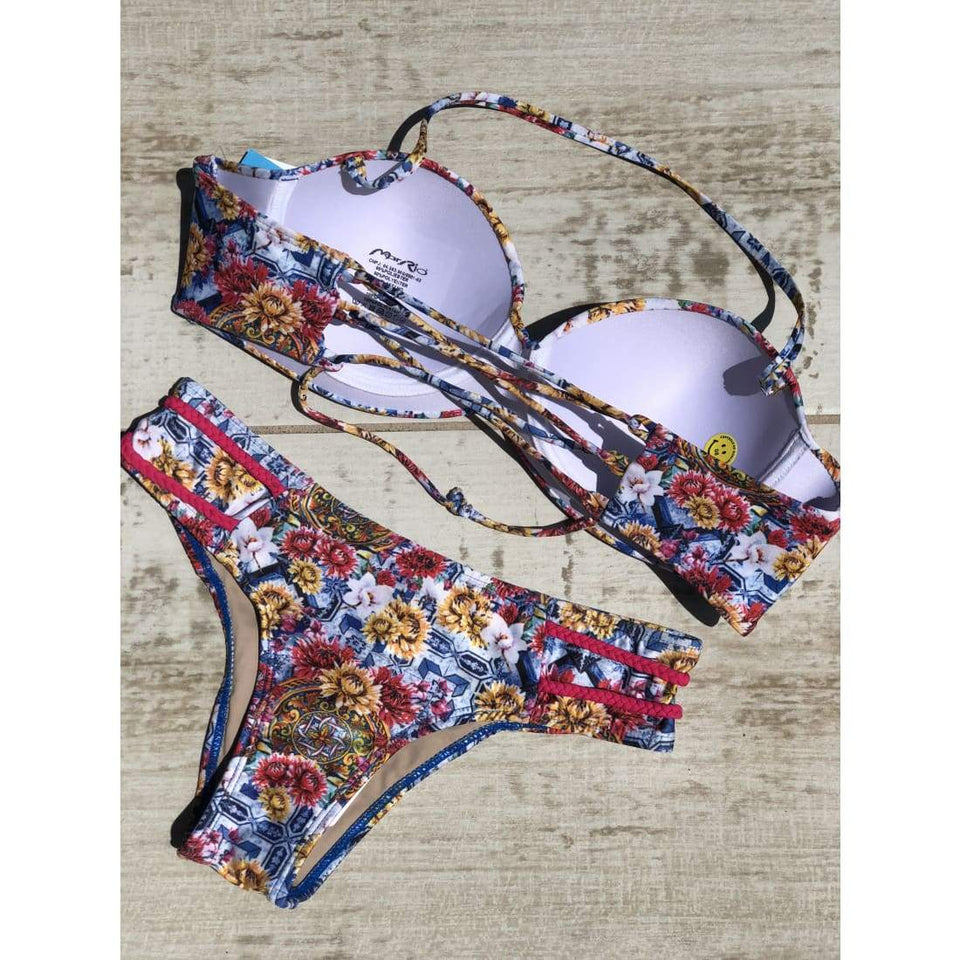 MAR RIO Floral Bandeau Brazilian Bikini - Aurora