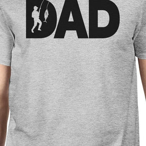 Dad Fish Mens Gray Tee Shirt Funny Design Top for Fishing Lovers
