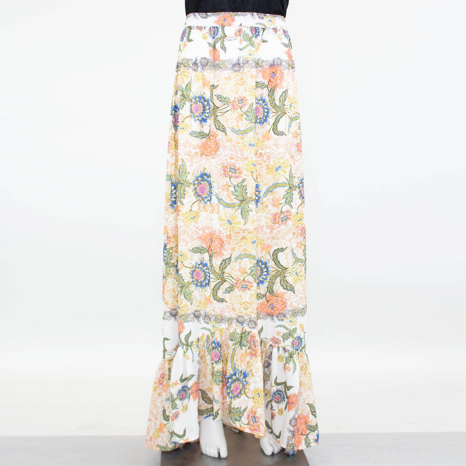 Flared Bottom Floral Maxi Skirt