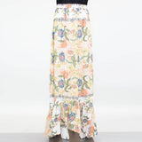 Flared Bottom Floral Maxi Skirt
