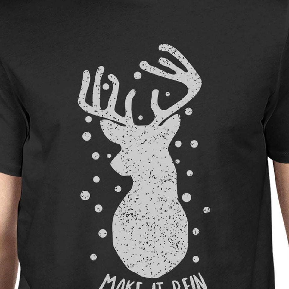 Make It Rein Vintage Reindeer Mens Black Shirt
