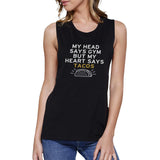 My Heart Says Tacos Muscle Tee Work Out Sleeveless Shirt Gym Shirt