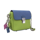 Tiny Leather Handbag -Blue/Lime (Option 2)